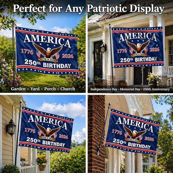 250th Anniversary American Flag - Double Sided 3-Ply Flag for outside,4th of July Decorations Independence Day,USA Flag 250 Year Anniversary for Outdoor Decoration