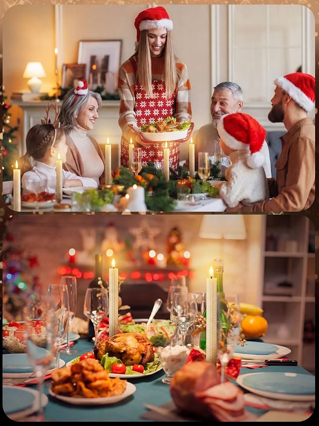 Funtery 48 Pcs Flameless LED Taper Candles Battery Operated Candles Bulk Realistic LED Candlesticks Flickering for Wedding Church Party Home Decor(Ivory,10 Inch,Artistic Style)
