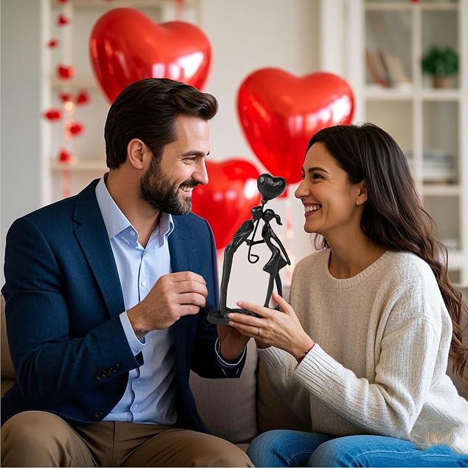 Kresecioo Kissing Couple Small Statue Cast Iron Sculpture Decor, Wedding Anniversary Romantic Gifts for Couple Women Men Wife Husband Girlfriend Her Him, Birthday Gifts for Girlfriend Wife