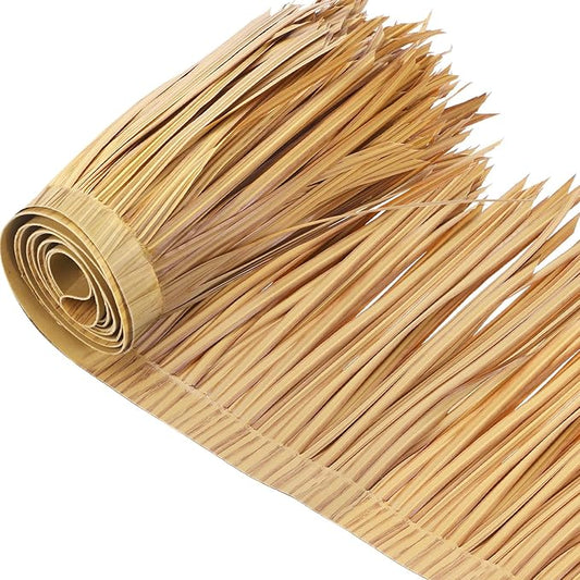 Mexican Tiki Hut Grass Skirting Roof Tiki Bar Grass Duck Blind for Thatch Roofing Bar Decorations Roll Palm Palapa Straw Thatch Roof for Fence Party(Yellow,118 x 15 Inch)