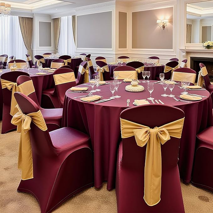 VEVOR Chair Covers, Polyester Spandex Chair Cover, Stretch Slipcovers for Wedding Party Dining Banquet Flat-Front Chair Covers (Burgundy-a, 50PCS)