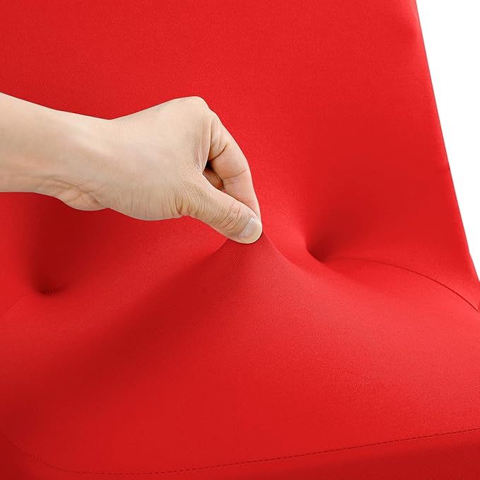 Peomeise Stretch Spandex Folding Chair Cover for Wedding Party Dining Banquet Event (Red,25pcs)