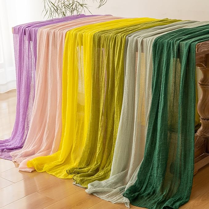 Keketoarrange 6pcs Moss Green Cheesecloth Table Runner Gauze 120 Inch 10 FT Rustic Boho Cheese Cloth Runner for Wedding Baby Shower Bridal Shower Birthday Party Long Sheer Home Decorations