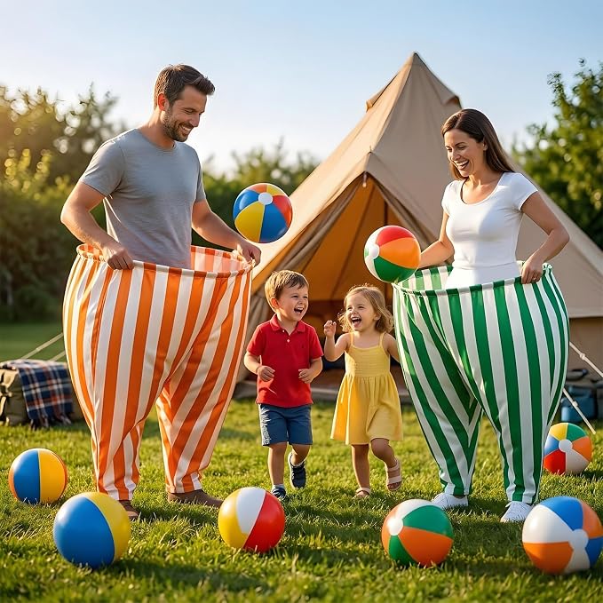Granny Pants Outdoor Game,Giant Oversized Granny Funny Pants Set with Bouncy Balls & Pump for Family Reunion Party Field Game