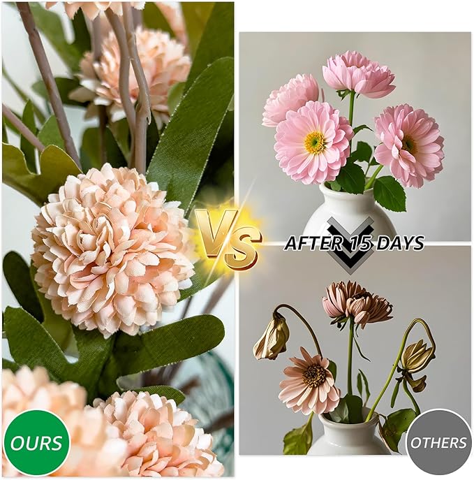 Fake Flowers, 10 Pack Bundles 50 Blossoms Artificial Flowers Perfect for Living Room Decor, Elegant Table Centerpieces & Modern Room Decor Aesthetic, Pink