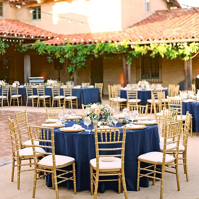 Pesonlook 12 Pack Round Tablecloth 90inch-Navy Blue Polyester Round Table Cloths Washable Fabric Table Cover for Wedding/Party/Banquet/Dining/Buffet