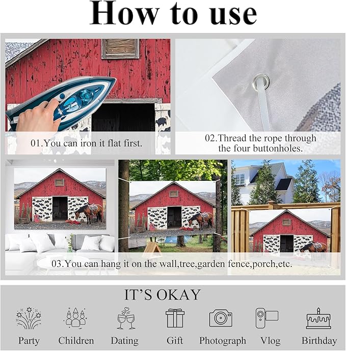 Leowefowa Western Valentine's Day Photo Backdrop 8x4ft Vintage Valentine's Day Theme Photography Backdrop Horse, Red House, Cactus, Cowboy Valentines Backdrops Valentine Photo Booth Props Vinyl