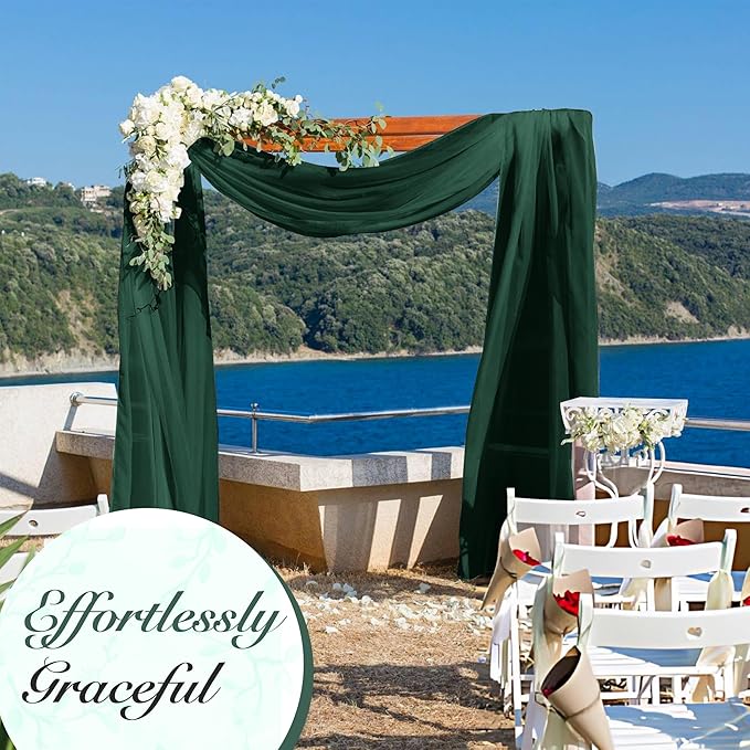 Cheesecloth Table Runner 8 Pack – 35x120 Inch (10ft) Boho Rustic Gauze Cloth Runners – Crinkle Polyester Table Decor for Wedding, Baby Shower, Bridal Shower, Birthday Party and More (Emerald Green)