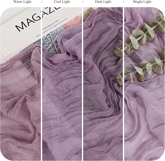 12 Pack Purple Cheesecloth Table Runner 10FT Grape Boho Gauze Cheese Cloth Table Runner Rustic Sheer Fabric Table Runners for Wedding Bridal Shower Baby Shower Party(21.5×120 Inch)