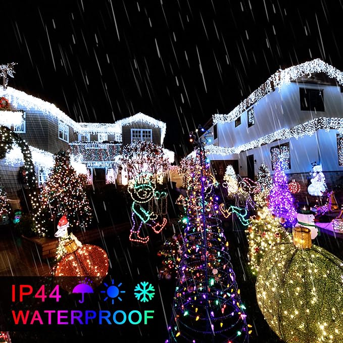 JMEXSUSS 250 LED White to Multicolor Christmas String Lights Indoor Outdoor Waterproof for Garden Patio Party Halloween Christmas Decorations