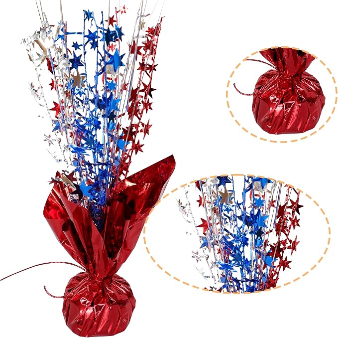 Gyufise 6 Pack Metallic Foil Spray Centerpiece Star Table Decoration Burst Table Centerpieces Table Decor for Birthday Wedding Anniversary Graduation Holiday Party Supplies Red Blue Silver