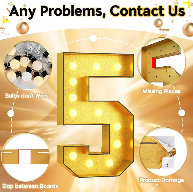 Number 15 Marquee, 4FT Light Up Numbers Gold Large Light Up Number Mosaic Number for 15th Birthday, Giant Light Up Number 4 Feet Tall DIY Frame Pre-Cut Foam Board Kit for Graduation Anniversary Party