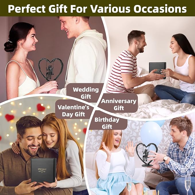 Iron Heart Statue Anniversary Wedding Gift for Her Wife Him and Couple, Heart Sculpture Decoration, Heart Figurine, Couple Figurine Statue, Valentine's Day Birthday Gifts, Cast Iron