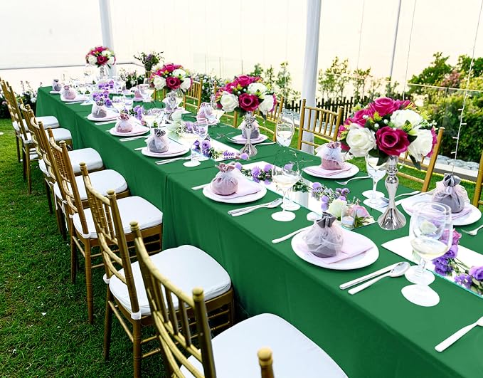 8 Packs Green Rectangle Tablecloth - 60 x 102 Inch, Premium Polyester Table Cloth for 6 Foot Rectangle Tables, Washable Fabric Table Covers for Wedding, Party, Banquet, Dining