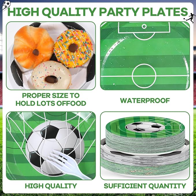 250 Pcs Soccer Birthday Party Decorations Soccer Disposable Party Tableware Sets Including Plates Cups Napkins Soccers Dinnerware for 2026 World Sports Birthday Parties Decorations Supplies Serves 50