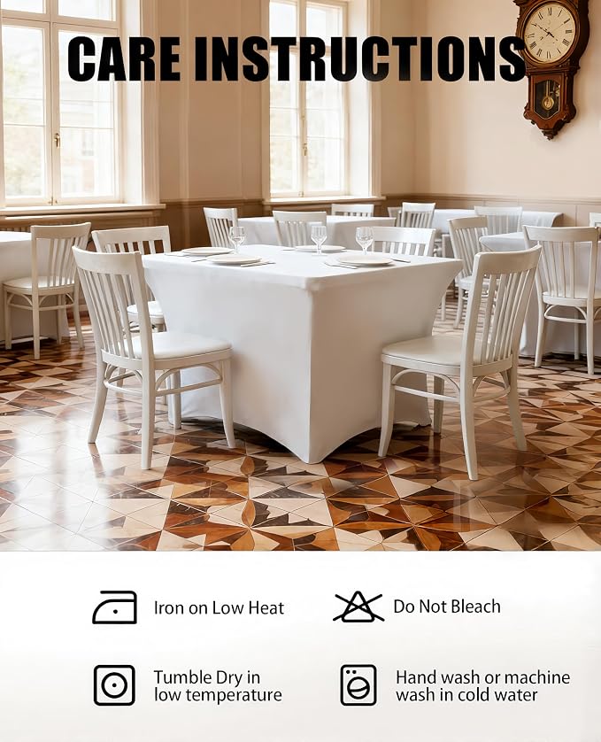 4FT White Table Cloth - 1 Pack, Fitted Stretch Rectangle Spandex Tablecloth, Washable Table Cover for Party, Dining, Wedding, Banquet and Festival(Black, 30" x 48")
