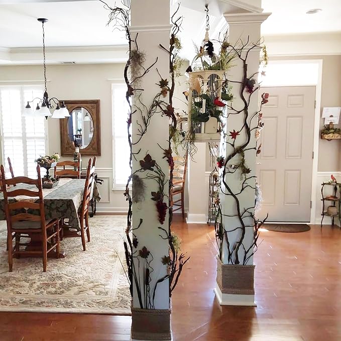 71inch Twisting Artificial Greenery Grapevine Garland Faux Woody Tree Branches Plants Twigs Stems Trunk Moss for Arch Fireplace Wall Hanging Garden Halloween Jungle Theme Reptile Decoration