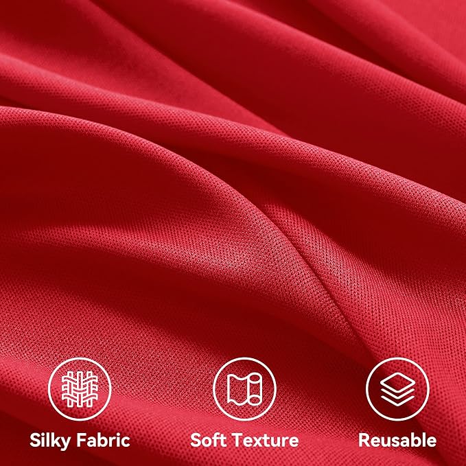 10 Panels 5x20ft Red Ceiling Drapes for Wedding Parties, Wrinkle Free Thick Polyester 20ft Extra Long Wedding Draping Red Ceiling Curtains Arch Drapery