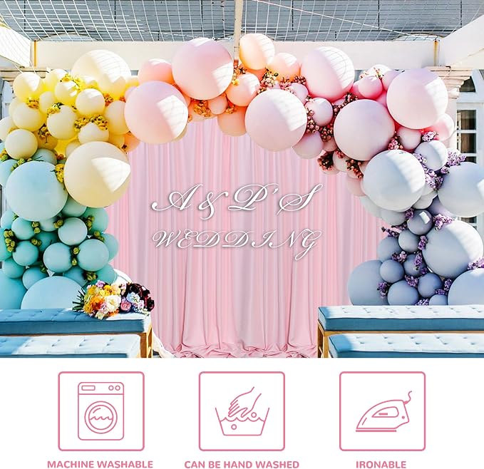 MEETSKY Pink Backdrop Curtain for Parties Valentine's Day Pink Photo Curtains with Rod Pockets Backdrop Drapes Privacy Fabric Decoration for Wedding Birthday Gril Party Home Decor, 5ft x 8ft, 2 Panels