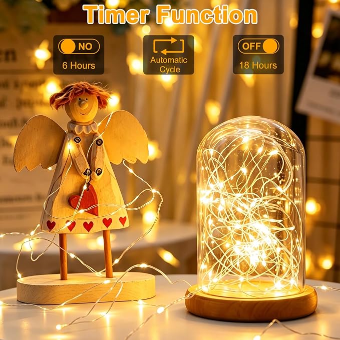 2 Pack Fairy String Lights Plug in, 33Ft 100 Micro Starry LED Twinkle Fairy Lights IP68 Full Waterproof with Remote for Bedroom Garden Christmas Decor (Warm White)