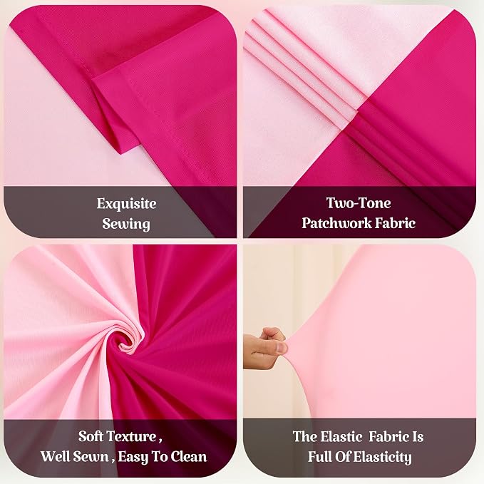 Set of 3 Arch Backdrop Covers(6ft, 5ft, 4ft) - Premium Stretchy Spandex Backdrop Arch Stand Cover for Baby Shower,Wedding,Party Decor Chiara Cover with Double-Sided Design(Pink, Hot Pink)