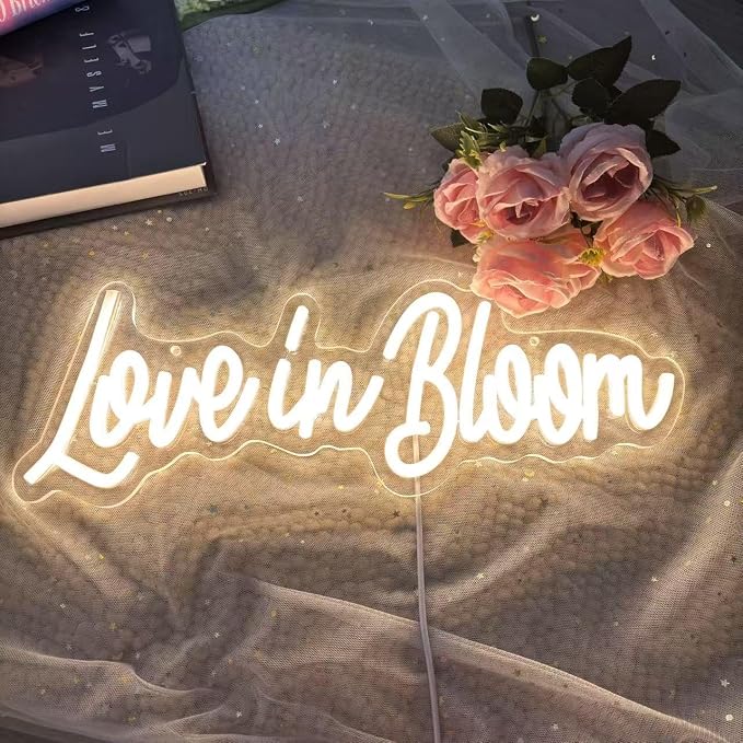 Love in Bloom Neon Sign,Custom Wedding Light,Led Signs for Wedding Backdrop, Handmade Favors, Promposal Lamp
