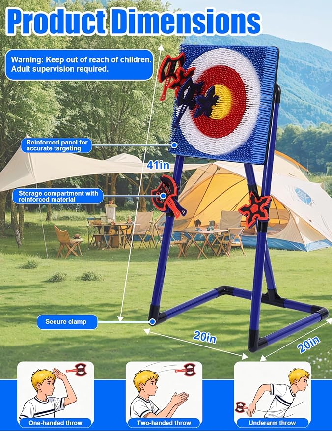 Stiatu Axe Throwing Game for Backyard,Portable Bristle Target Set with 4 Axes & 4 Darts,Axe Throwing Game Indoor Outdoor Game for Adults & Kids, Carnival Yard Games Family Party