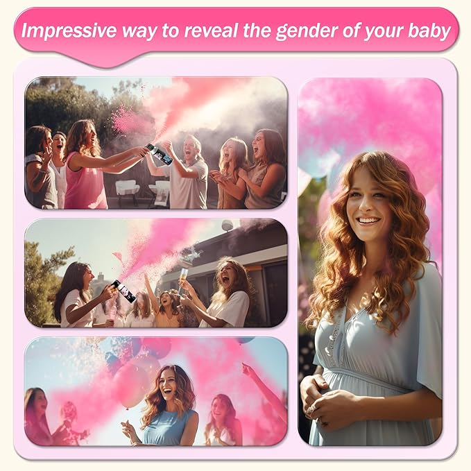 POPUPARTY Gender Reveal Fire Extinguisher Color Blasters, 2 Pink Blasters, Gender Reveal Ideas for Girl Gender Reveal Decor