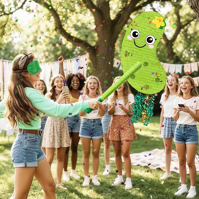 WERNNSAI Pickle Piñata - Pickle Cucumber Party Decorations Pepino Party Piñata Game for Vegetable Themed Celebration Baby Shower Favors Playroom Kitchen Market Decor Supply
