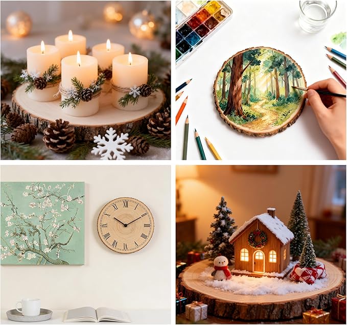 ilauke 6Pcs Wood Slices for Centerpieces, 7-8 Inch Natural Willow Wood Circles for Crafts, Large Wood Rounds for Rustic Wedding Decor, Centerpiece Table Decorations and DIY Crafts