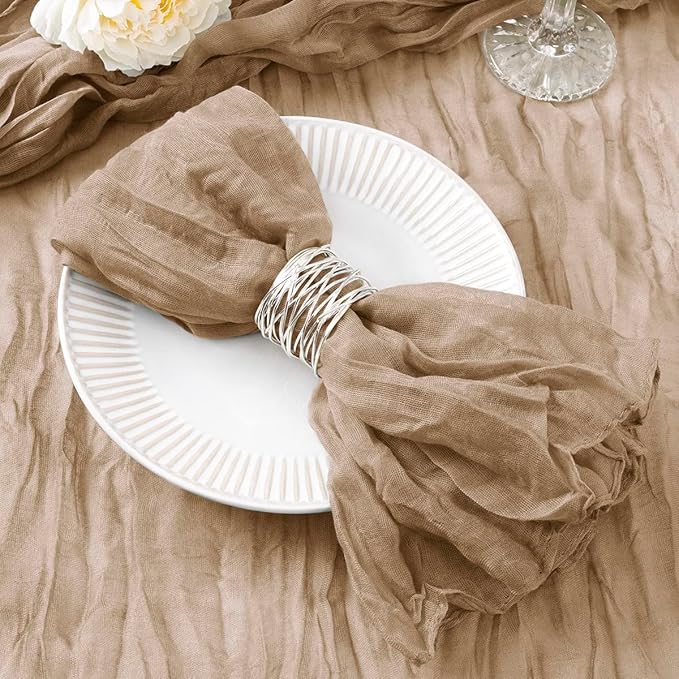 DeZerlor 20 Pack Nude Cheesecloth Napkins Spring Cloth Napkins Set of 20 Coffee Dinner Napkins Bulk 21x21 Inches for Wedding Bridal Shower Baby Shower Parties