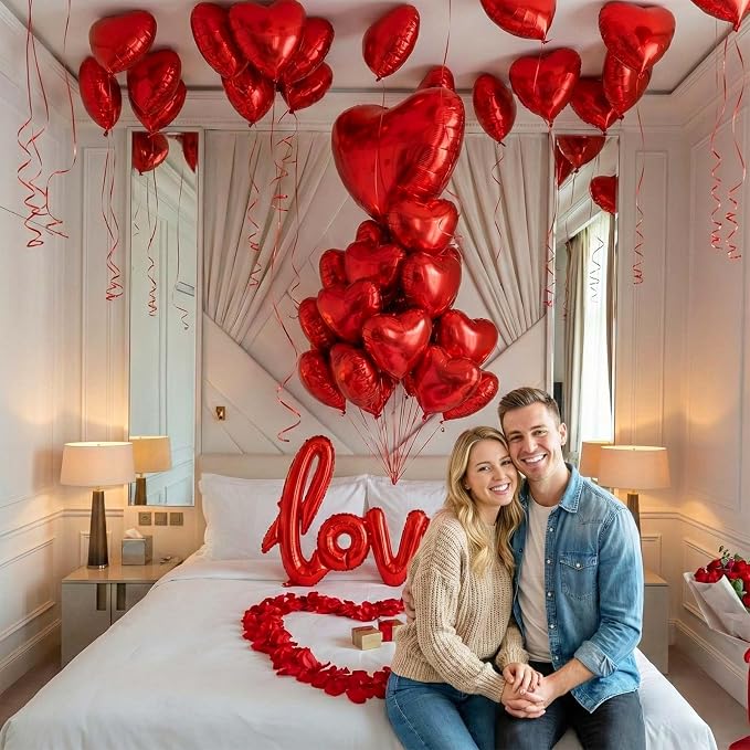 Valentines Day Balloons with Heart-Shape, love Foil Balloons for Romantic Special Night Decorations and WILL YOU BE MY GIRLFRIEND，Engagements, Proposals, and Valentine's Day XXOO gals