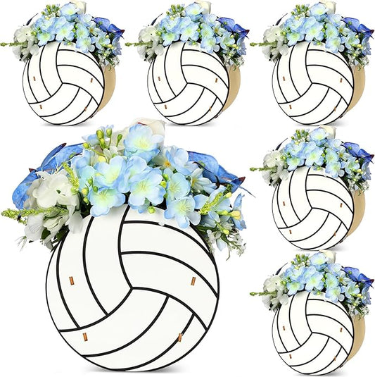 Cinnvoice 6 Pcs Wooden Centerpieces for Tables Baby Shower Decorations Tabletop Boxes Party Favor for Birthday Baby Shower Wedding Garden Tea Party(Volleyball)