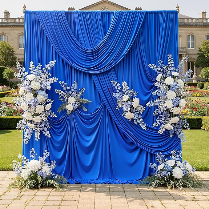 40ftx10ft Wrinkle Free Royal Blue Backdrop Curtains for Parties, Silky Polyester 8 Panels Photo Backdrop Drapes Back Drop Cloth for Wedding Birthday Photography Background