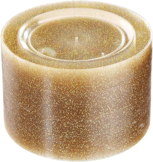 Liacere 100Pieces Gold Plastic Plates-Disposable Gold Glitter Plates-10.25inch Premium Plastic Dinner Plates for Wedding & Parties & Summer party & Graduation