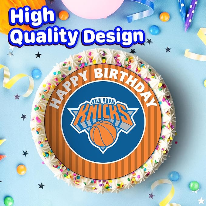 7.5 NY knicks Cake Topper – Round Edible Birthday Cake Decorations, Happy Birthday Cake
