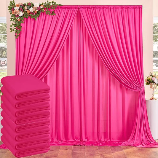 40ftx10ft Wrinkle Free Fuchsia Backdrop Curtains for Parties, Thick Polyester Hot Pink Photo Backdrop Drapes 8 Panels 5x10ft for Weddings Birthday Photography Background Curtains