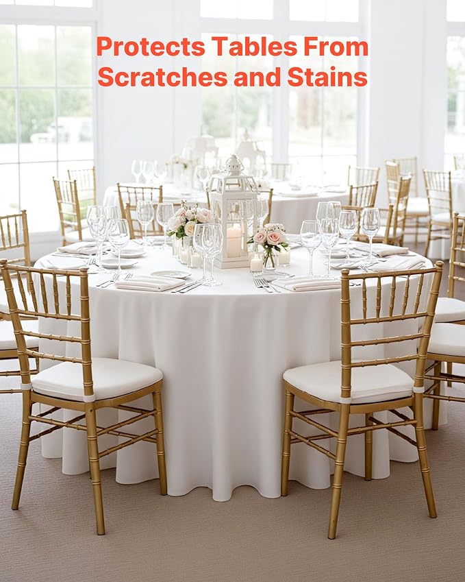 VEVOR White Round Tablecloths 6 Pack, 120 Inches in Diameter, Stain- & Wrinkle- Resistant, Machine Washable Table Clothes, Polyester Fabric Table Covers for Wedding, Party, Banquet, Formal Events