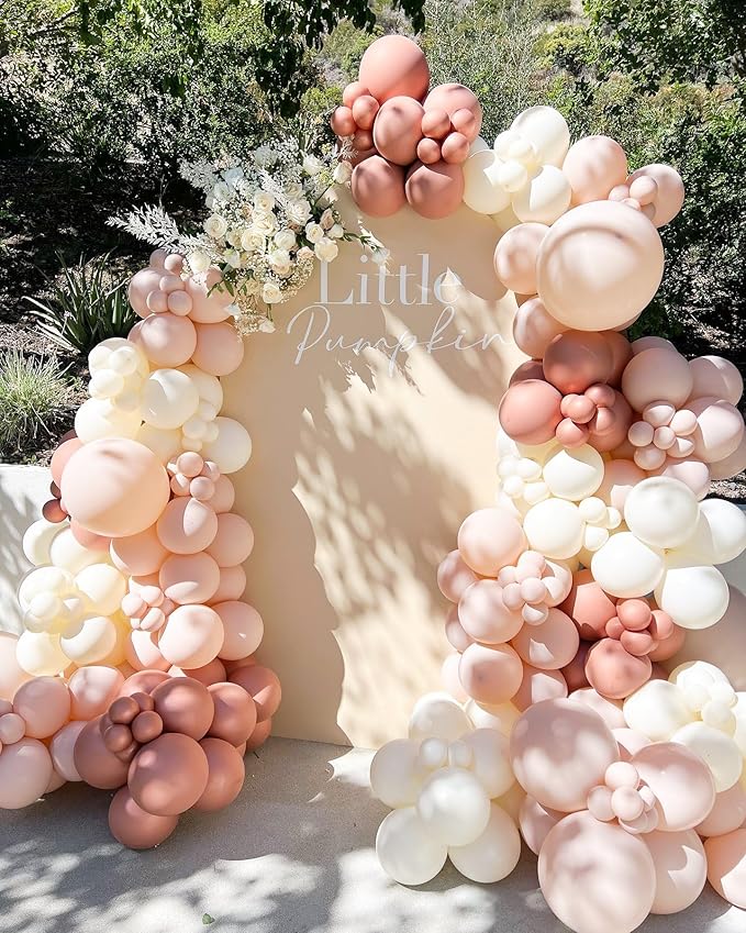 Pastel Orange Double Stuffed Balloons Different Size 115Pcs 5/10/12/18" Peach Blush Balloons Arch Garland kit for Birthday Baby Shower Bridal Shower Wedding Gender Reveal Party