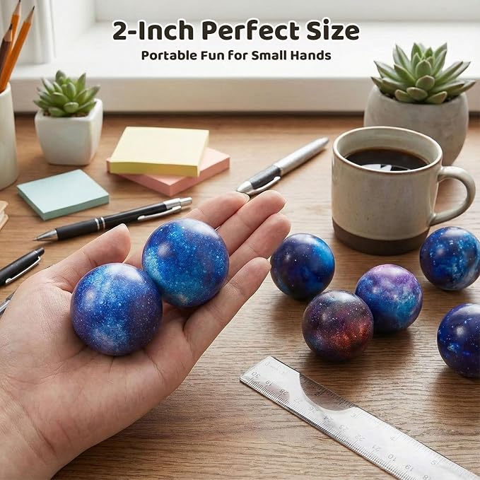 LovesTown Galaxy Foam Balls, 12PCS 2-inch Squeeze Balls for Stress Relief Outer Space Astronaut Party & Class Reward