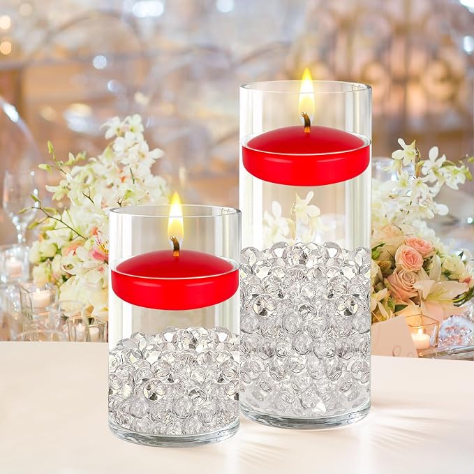 Mega Candles 12 pcs Unscented Red Floating Candles, Hand Poured Wax Candle 3 Inch Diameter, Home Décor, Wedding Receptions, Centerpieces, Occasions, Events, Festivities, Meditations, Spas