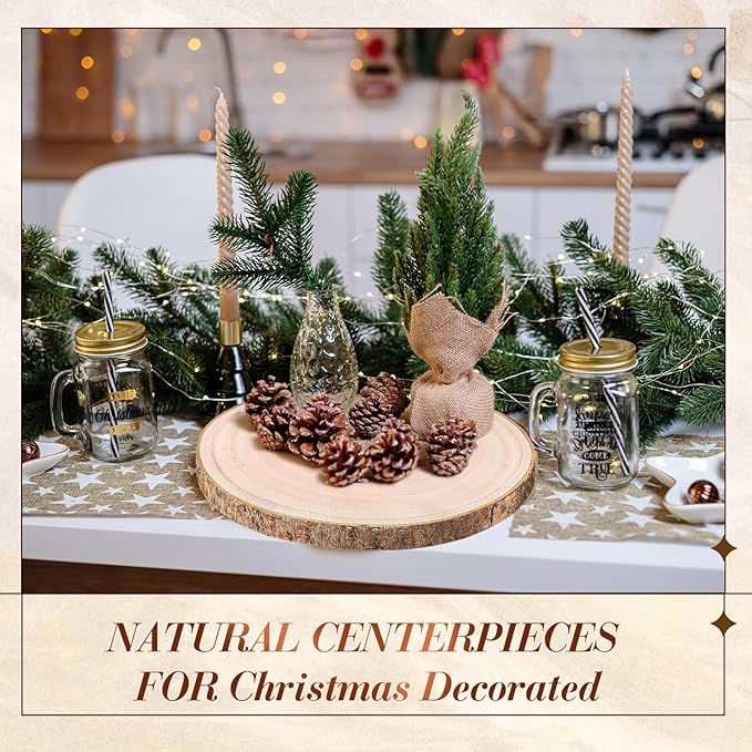 Tioncy 10 Pack Large Wood Slices for Centerpieces Unfinished Rounds Wood Slabs for Tables Decor Natural Wooden Circle for DIY Crafts Rustic Wedding Centerpiece Decor (7-8 Inch)
