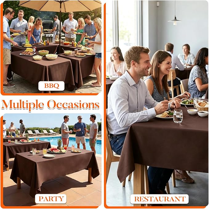 10 Pack Brown Tablecloth 60x126 Inch Brown Table Cloth for 8 Foot Rectangle Tables, Wrinkle Resistant Rectangular Tablecloth Washable Polyester Fabric Table Covers for Party Banquet Wedding Buffet