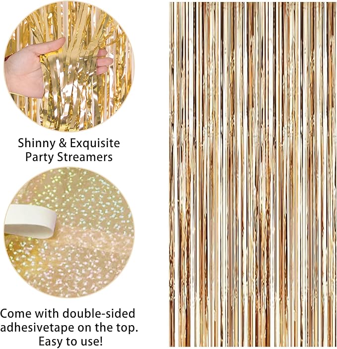 Trgowaul 10th Birthday Decorations for Girls, Banner, Sash and Crown, Cake Topper, 10 Number Balloon, Fringe Curtains, Champagne Gold 10th Birthday Party Supplies