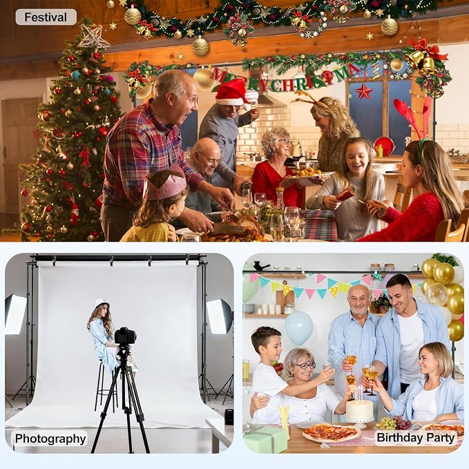 EMART Backdrop Stand,10x10ft(WxH) Adjustable Photo Background Stand with Upgrade Rod,Heavy Duty Flat Base,Metal Pipe and Drape Frame for Wedding,Birthday Party,Event Decorations,Trade Displays