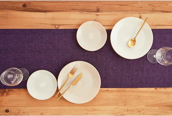 Solino Home Linen Grape Table Runner 108 Inches Long - Athena, 100% Pure Linen Dining Table Runner 14 x 108 Inch for Mothers Day, Spring, Summer