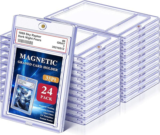 Magnetic Graded Card Slab for Trading Cards, Acrylic One Touch Card Case Holder PSA Slab Protector with Label Position Fit for TCG, MTG, Baseball Cards, Sports Cards, Game Cards(24P)