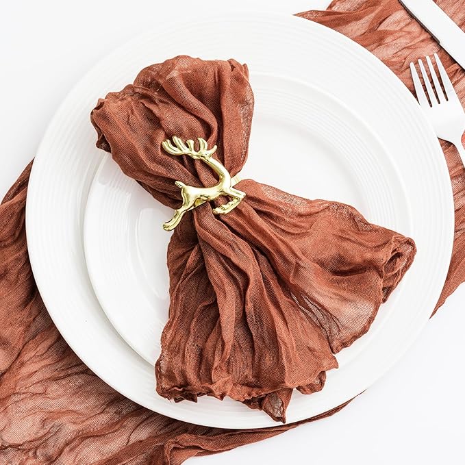 100 Pack Terracotta Cheesecloth Napkins 21x21 Inches Terracotta Cloth Napkins Washable Set of 100 Dinner Table Napkins for Wedding Bridal Baby Shower Rustic Boho Cotton Gauze Summer Party Table Decor