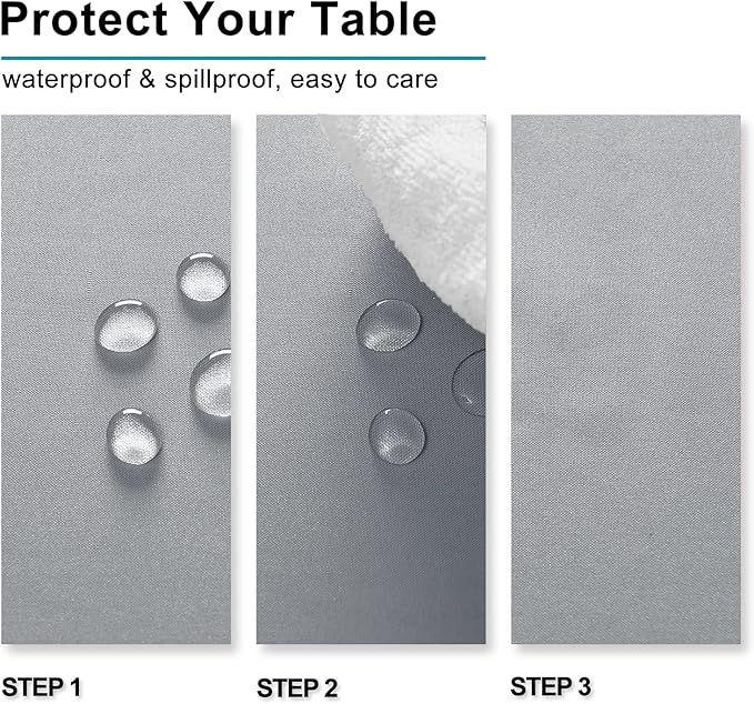 Hiasan Silver Grey Rectangle Tablecloth - Waterproof and Spillproof Washable Fabric Table Cloth for Dining Room Kitchen Party and Outdoor, 60 x 120 Inch