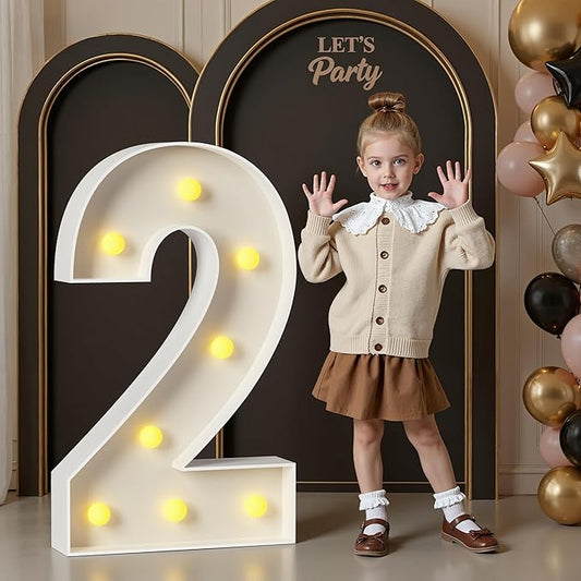 3FT Marquee Numbers, Light Up Numbers 2 for 2nd 20th 21st Birthday Decorations, Big Numbers for Party Decorations, Large Light Up Numbers for Party Decor DIY Pre-Cut Foamboad Mosaic Numbers